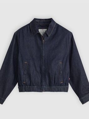 Ivy leage levis dad jacket Denim Zip-Front Jacket in Dark Indigo fits like M